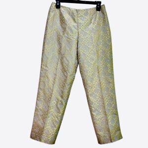 Sigrid Olsen Silk Blend Ankle Pants in Gold/Cream Women’s 4P